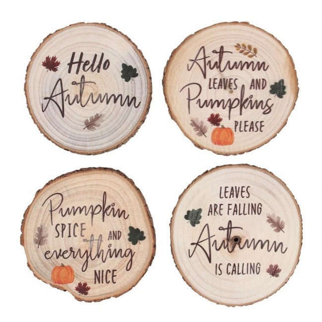 Phoenixx Rising-Hello Autumn Wooden Coaster Set 