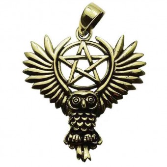 Lisa Parker-Owl Pentagram Bronze Pendant