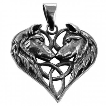Lisa Parker-Silver Wolves Heart Pendant